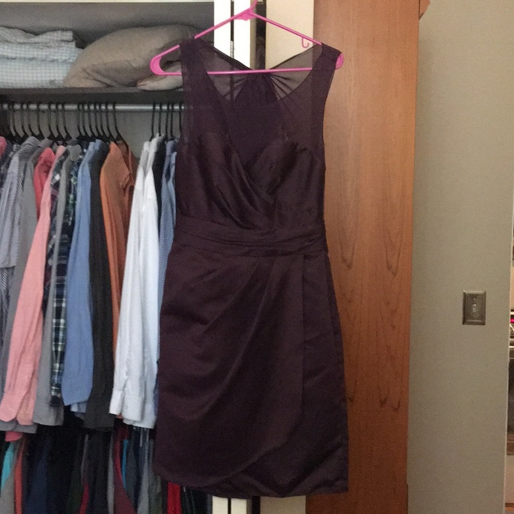“Wtoo” eggplant-colored bridesmaid dress
